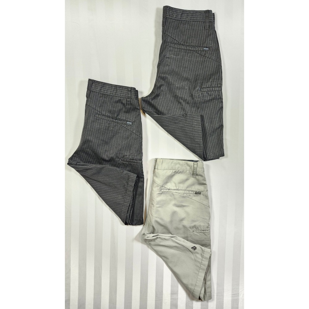 Lot 3 Y2K Volcom Stone Mens Shorts Skater Emo Pinstripe Khaki Size 28 & 30 0029 - Picture 3 of 11